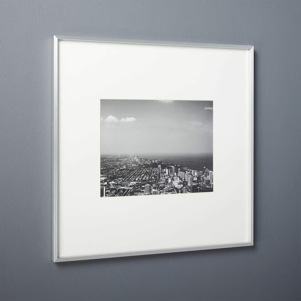 Gallery Brushed Silver Picture Frame with White Mat | 11"x14"